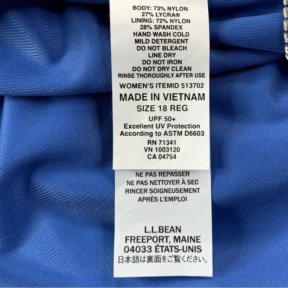 L.L.Bean Shaping Swimwear Tankini Top 18 Reg UPF 50+ Soft Drape Blue Multi NEW